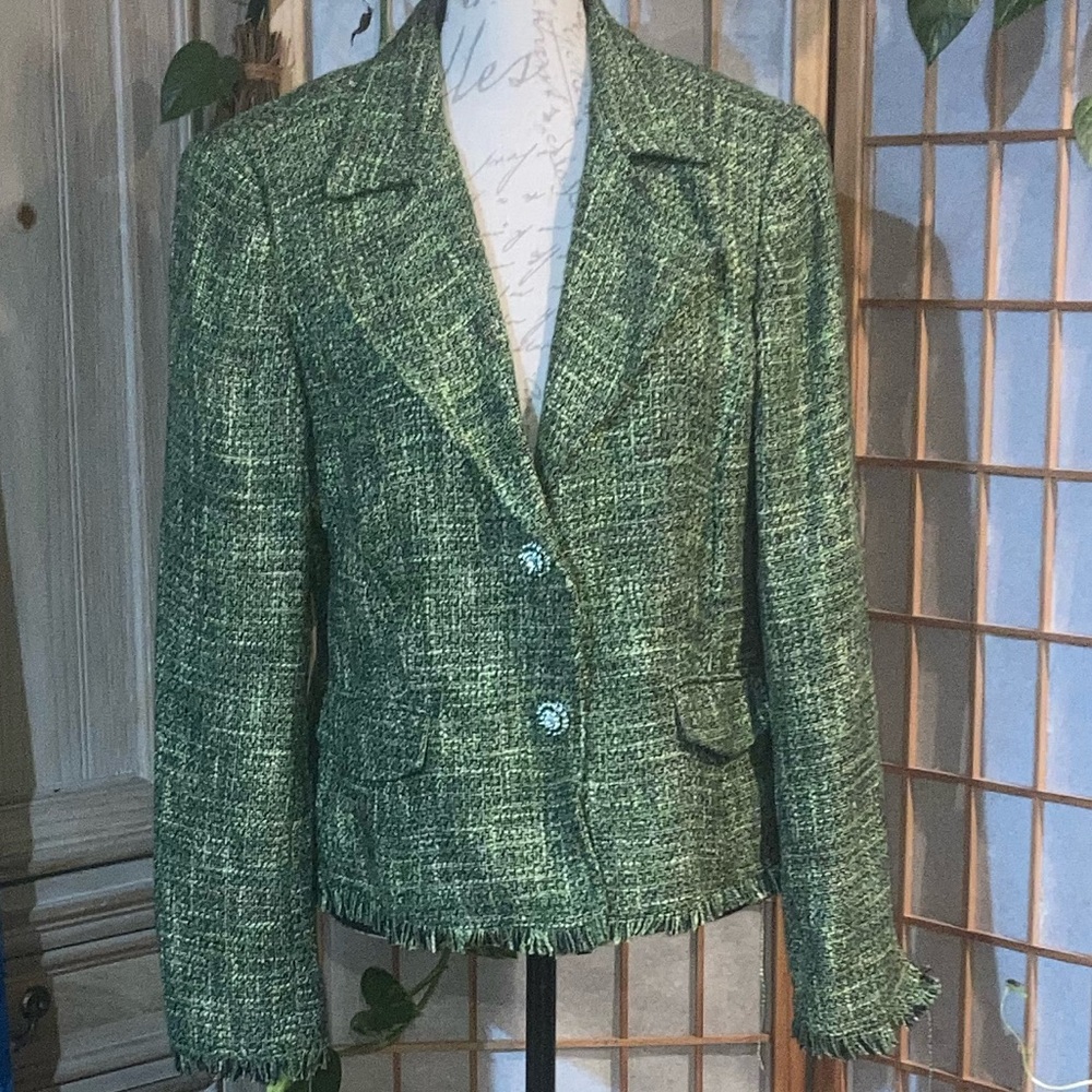 Tribal Green Tweed Blazer Jacket